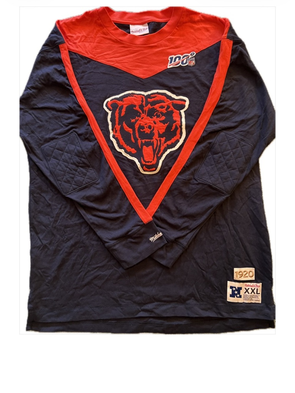 Mitchell & Ness Navy and Orange Chicago Bears Long Sleeve Pullover